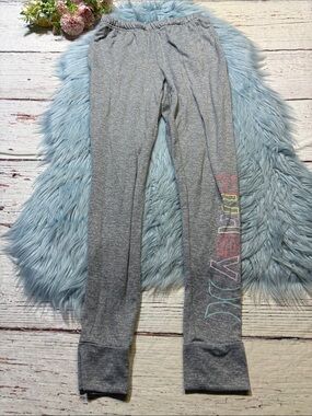 Hurley Heather Gray Leggings with Multicolor Side Logo Sz S
